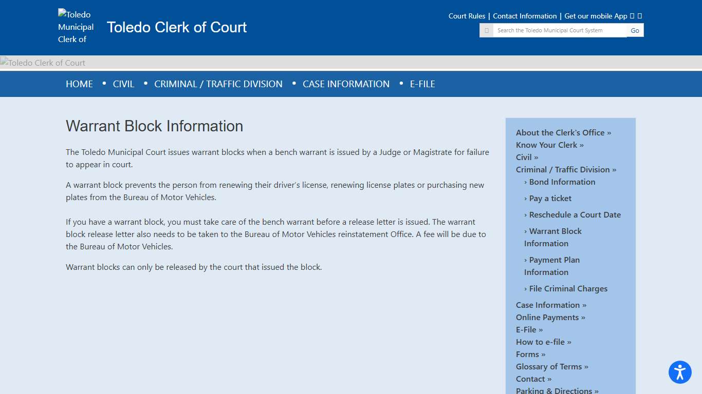 Warrant Block Information