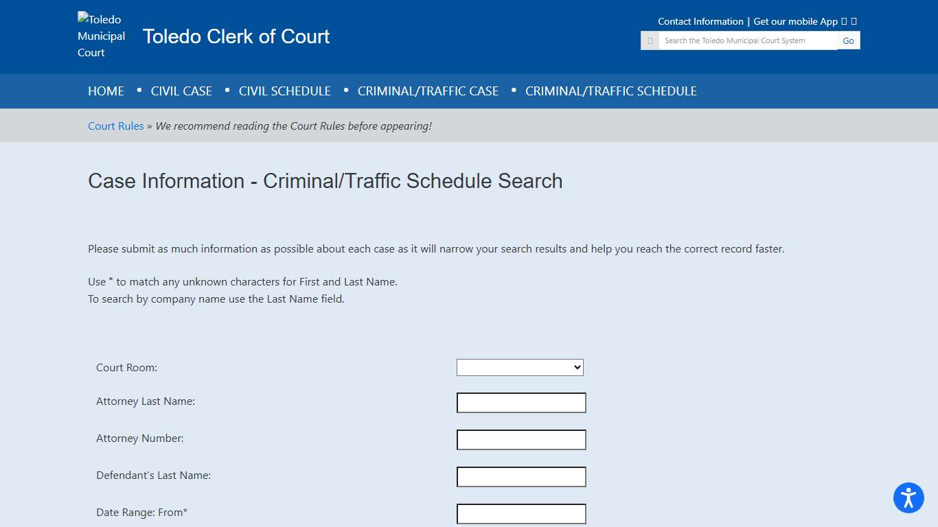Case Information - Toledo Clerk of Court || Vallie Bowman-English
